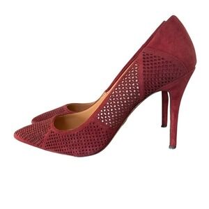 Badgley Mischka Suede Classic Pumps Pointed Toe Stiletto Heels Burgundy Size 10